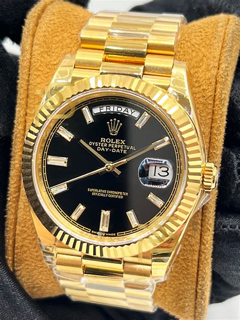 rolex day date black face replica|rolex day date 42mm.